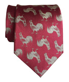 Fire Rooster Print Lunar New Year Men's Tie, Cyberoptix Tie Lab
