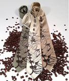 Coffee Bean Neckties. Espresso on champagne, sage, latte.