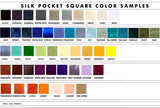 Solid Color Silk Pocket Squares. 50+ Colors! Plain, No Print - color chart