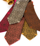 Chocolate brown ink on champagne, cinnamon, fuchsia, dark salmon, mustard microfiber.