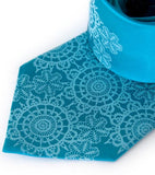 Turquoise blue lace necktie.