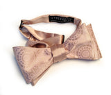 Cottage Lace Print Wedding Bow Tie, By Cyberoptix. Antique brass on a champagne bow tie.