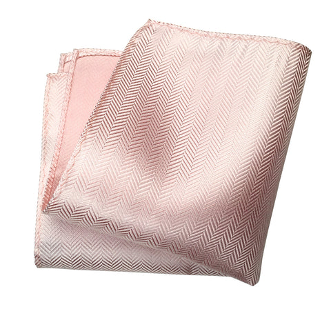 Cotton Candy Pink Herringbone Silk Pocket Square