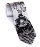 Silver locomotive necktie