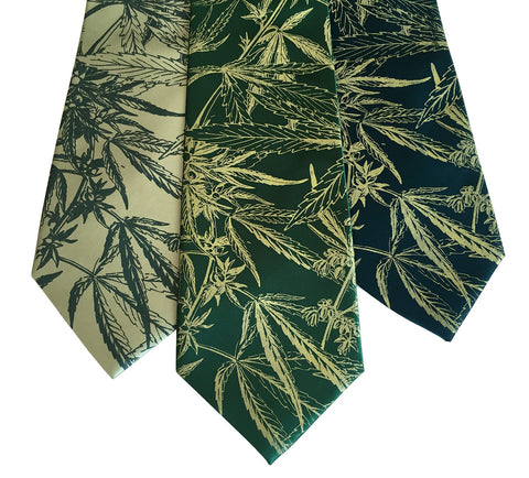 Cannabis Necktie. Marijuana Leaf Printed Tie