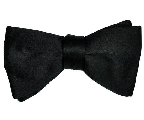 Black Bow Tie. Self Tie, Solid Color No Print