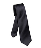 Solid Black slim tie, by Cyberoptix. Vegan plain tie, no print