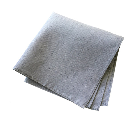 Light Gray Linen Pocket Square. Silver Solid Color, Woodward
