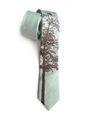 Mountain Aspen linen necktie, by Cyberoptix. Mint green and chocolate brown.