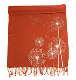Dandelion Scarf. Floral print linen-weave pashmina