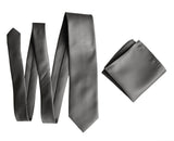 Medium Grey Solid Grey Pocket Square. Dark Silver Satin Finish, No Print, by Cyberoptix
