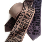 Detroit Bus Scroll Neckties. Mushroom & dark silver ties.