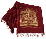 Red and gold Detroit Opera House & JL Hudson's pashmina scarf, by Cyberoptix