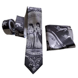 Vintage 1940s Detroit City Flag Necktie, Black on Silver Tie, by Cyberoptix