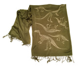 Sage green Dinosaur Bones scarf 