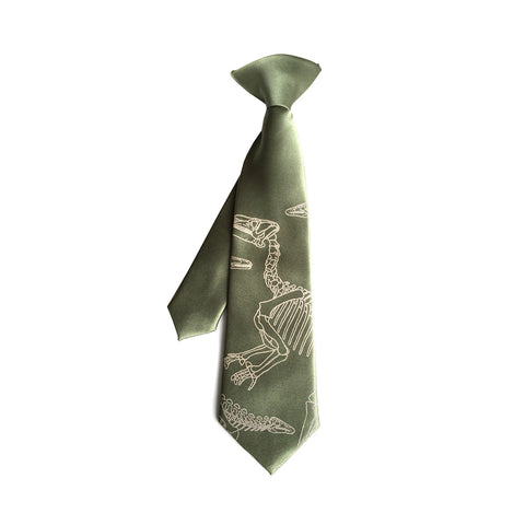 Dinosaur Bones kids tie. Boys clip-on necktie.