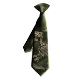 Olive green Dinosaur Bones boys clip-on tie, by Cyberoptix.