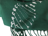 DNA print scarf. Silver on emerald green, by Cyberoptix