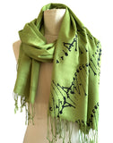 DNA double helix scarf, science gift. Margarita green pashmina