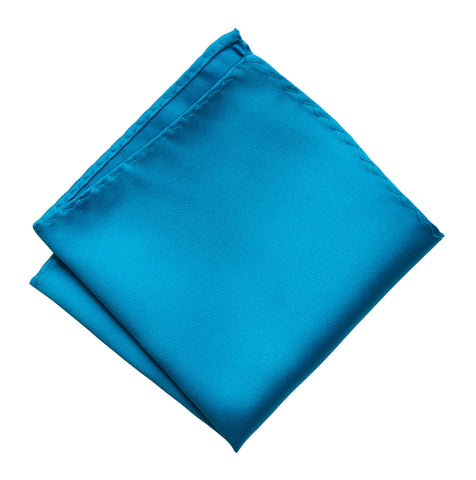Electric Blue Pocket Square. Solid Color Satin Finish, No Print
