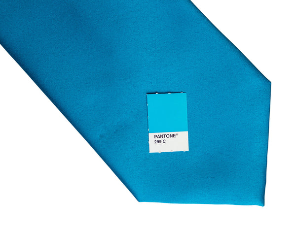 BLEU RUBANページ Electric Blue Necktie. Solid Color Satin Finish Tie, No Print