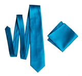 Peacock Blue solid color necktie, Electric Blue tie for weddings by Cyberoptix Tie Lab