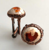 Fire Opal Cufflinks, electroformed gemstone cuff links