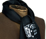 silver and black circuit board scarf