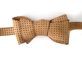 Tan Leather Bow Tie, square embossed pattern.