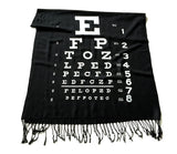 Eye Chart scarf: white on black.
