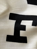 Eye Chart scarf: black on cream.