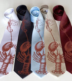 Lobster Neckties. Rust on white, charcoal, sky blue, champagne, burgundy.