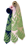 Fern neckties: Chartreuse on french blue, light pink, champagne.