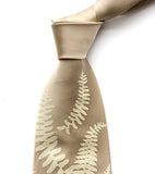 Fern tie: Ivory-cream on champagne.