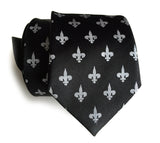 Black fleur de lis necktie.