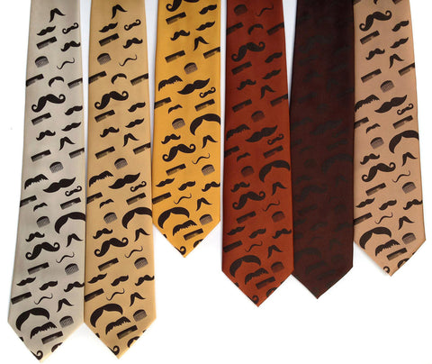 Flying Mustaches Silk Necktie