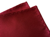 Deep red men's pocket square, by Cyberoptix. Fine woven stripe texture