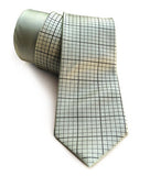 Graph Paper necktie: Golden olive ink on seafoam. Cyberoptix Tie Lab