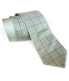 Graph Paper mens necktie: Golden olive print on seafoam.