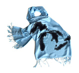 Light blue Great Lakes print scarf