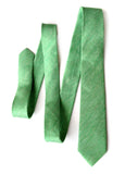 Green linen + silk blend woven necktie.