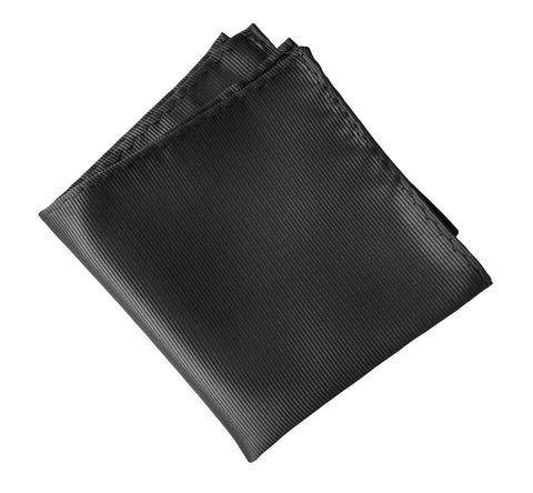 Gunmetal Pocket Square. Solid Color Fine-Stripe, No Print