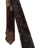 Black-Brown Acid Washed, Hair-On Hide Leather Necktie