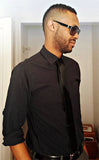 Black-Brown Acid Washed, Hair-On Hide Leather Necktie