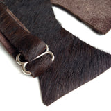Black-Brown Acid Washed, Hair-On Hide Leather Bow Tie