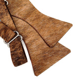 Black and Brown Brindle Hair-On Hide Leather Bow Tie