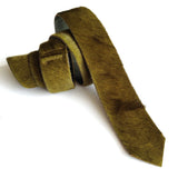 Dark Chartreuse Hair-On Hide Leather Necktie