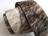 Salt and Pepper Brindle Hair-On Hide Leather Necktie