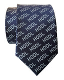 HODL Necktie, Steel on Navy Blue Tie, by Cyberoptix