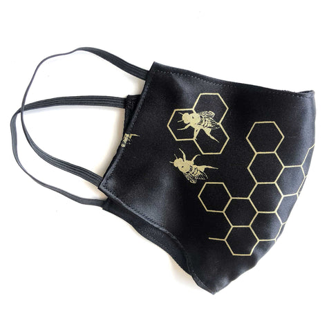 Honeybee Face Mask, Bees & Hive adjustable fabric face cover